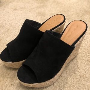 Black Faux Suede Wedge